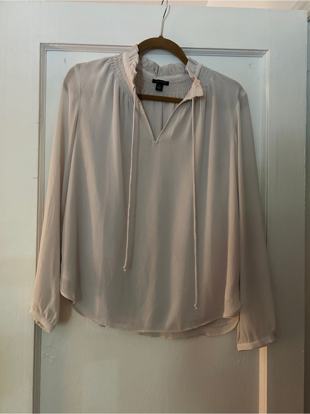 Ann Taylor Ruffled Tie-Neck Blouse